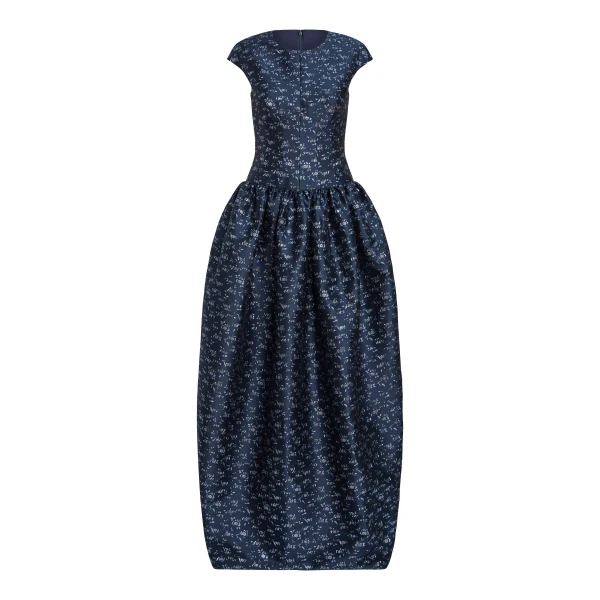 Markarian Ballade Navy Floral Brocade Gown - Dresses - New York Luxury Occasion Wear at Luxury Shoes 