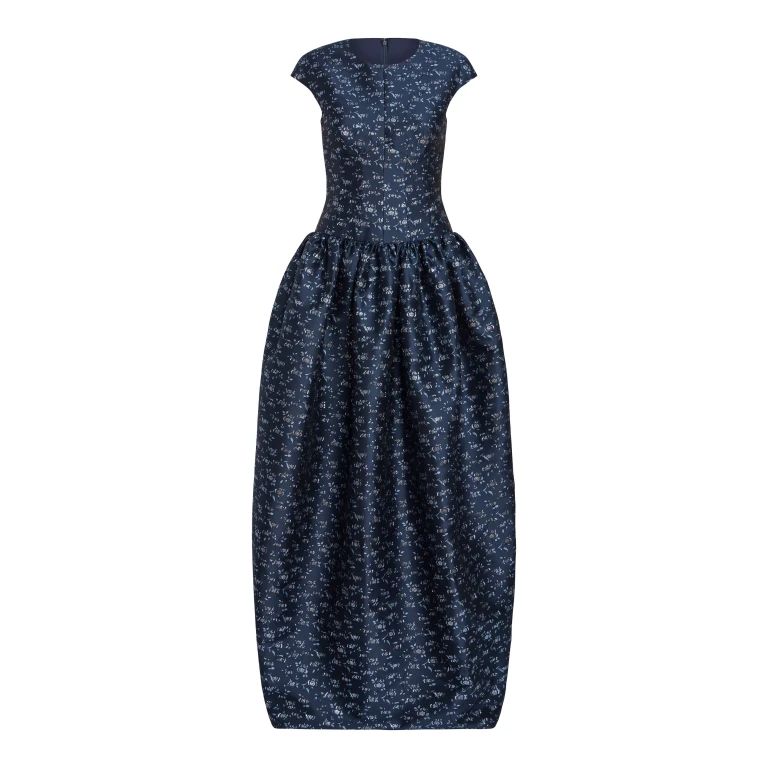 Markarian Ballade Navy Floral Brocade Gown - Dresses - New York Luxury Occasion Wear at Luxury Shoes 