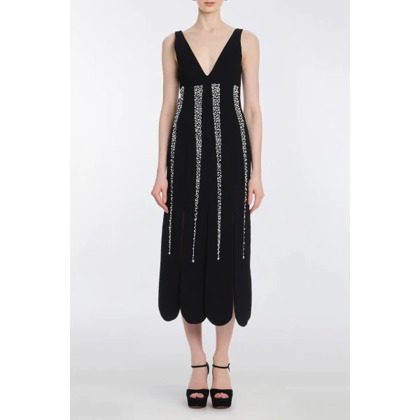 Markarian Brandy Pearl Stripe Embroidery Midi Dress - Dresses - New York Luxury Occasion Wear at Luxury Shoes 