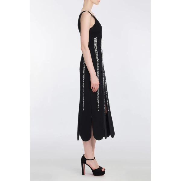 Markarian Brandy Pearl Stripe Embroidery Midi Dress - Dresses - New York Luxury Occasion Wear at Luxury Shoes 
