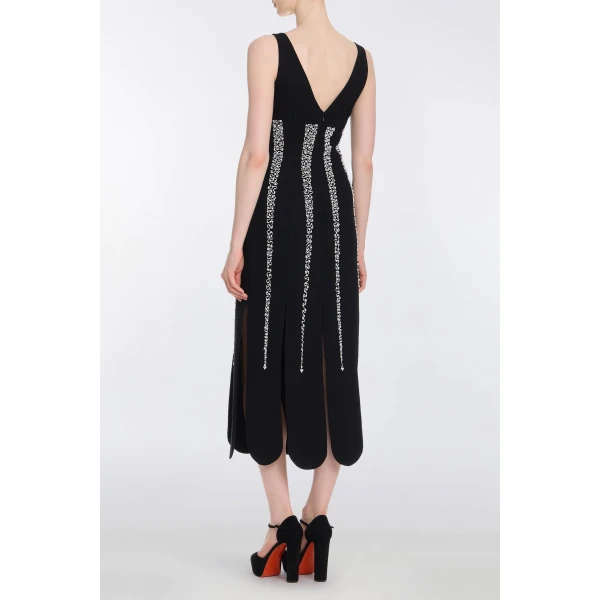 Markarian Brandy Pearl Stripe Embroidery Midi Dress - Dresses - New York Luxury Occasion Wear at Luxury Shoes 