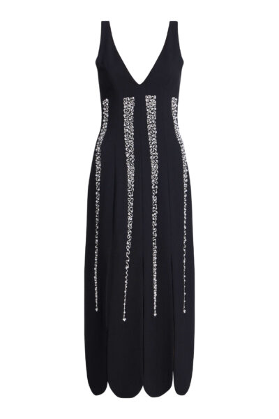 Markarian Brandy Pearl Stripe Embroidery Midi Dress - Dresses - New York Luxury Occasion Wear at Luxury Shoes 