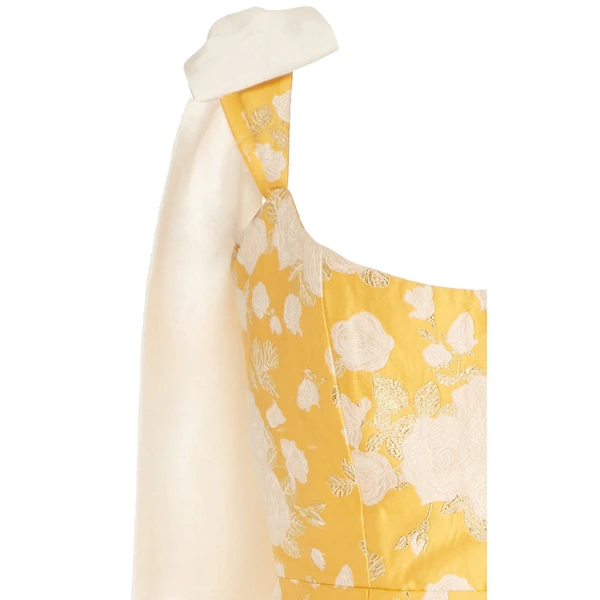 Markarian Celestia Yellow Floral Brocade Mini Dress - Dresses - New York Luxury Occasion Wear at Luxury Shoes 
