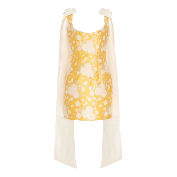 Markarian Celestia Yellow Floral Brocade Mini Dress - Dresses - New York Luxury Occasion Wear at Luxury Shoes 