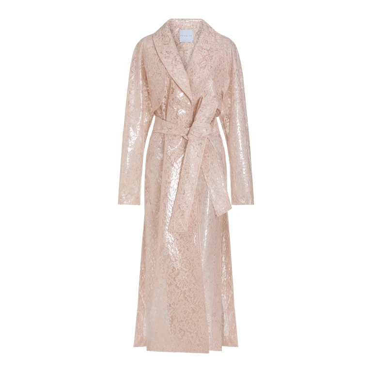 Markarian Clooney Laminated Lace Trench Coat - Coats - New York Luxury Occasion Wear at Luxury Shoes 