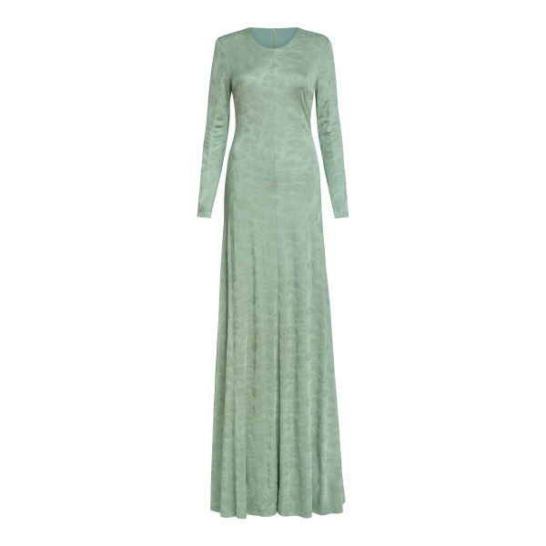 Markarian Coco Pistachio Green Floral Jersey Long Sleeve Gown - Dresses - New York Luxury Occasion Wear at Luxury Shoes 