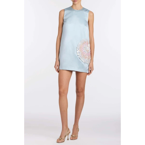 Markarian Daisy Bluebell Satin Mini Cocoon Dress - Dresses - New York Luxury Occasion Wear at Luxury Shoes 