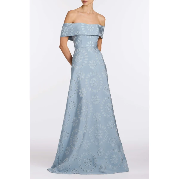 Markarian Ella Floral Burnout Gown - Dresses - New York Luxury Occasion Wear at Luxury Shoes 