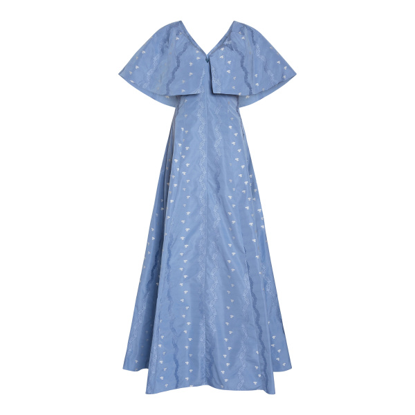Markarian Eloise Wedgewood Floral Taffeta Capelet Gown - Dresses - New York Luxury Occasion Wear at Luxury Shoes 