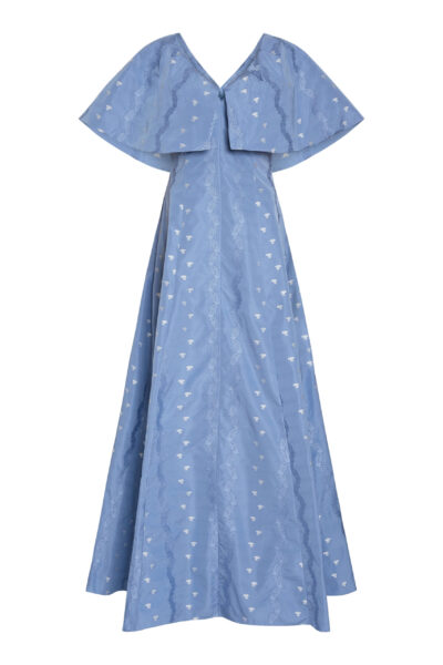 Markarian Eloise Wedgewood Floral Taffeta Capelet Gown - Dresses - New York Luxury Occasion Wear at Luxury Shoes 