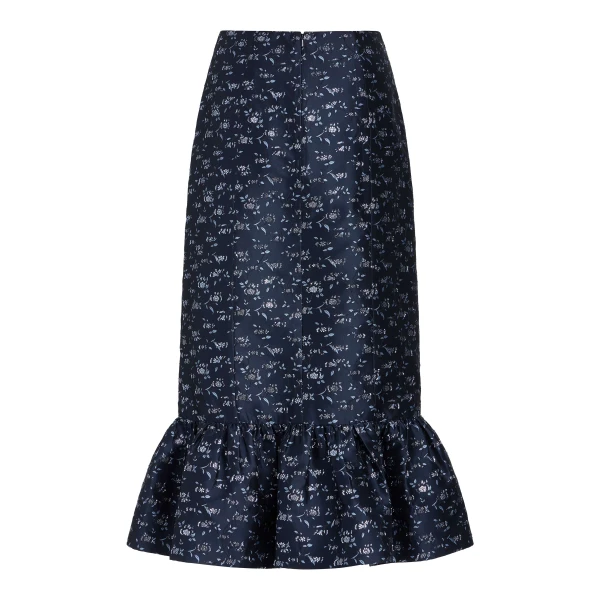 Markarian Fairnata Navy Floral Brocade Pencil Skirt - Skirts - New York Luxury Occasion Wear at Luxury Shoes 