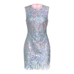 Markarian Galaxie Blue Iridescent Paillette Mini Dress - Dresses - New York Luxury Occasion Wear at Luxury Shoes 