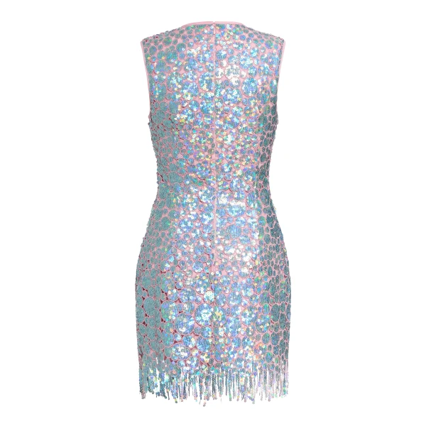 Markarian Galaxie Blue Iridescent Paillette Mini Dress - Dresses - New York Luxury Occasion Wear at Luxury Shoes 