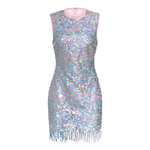 Markarian Galaxie Blue Iridescent Paillette Mini Dress - Dresses - New York Luxury Occasion Wear at Luxury Shoes 