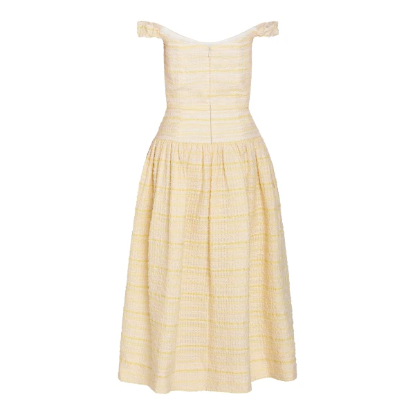 Markarian Georgie Lemon Textured Stripe Midi Dress - Dresses - New York Luxury Occasion Wear at Luxury Shoes 
