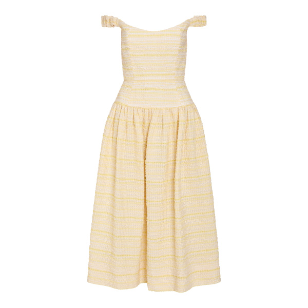 Markarian Georgie Lemon Textured Stripe Midi Dress - Dresses - New York Luxury Occasion Wear at Luxury Shoes 
