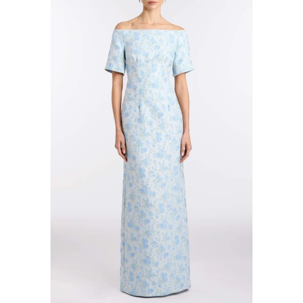 Markarian Gilda Cornflower And Mint Brocade Gown - Dresses - New York Luxury Occasion Wear at Luxury Shoes 