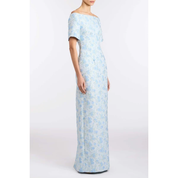 Markarian Gilda Cornflower And Mint Brocade Gown - Dresses - New York Luxury Occasion Wear at Luxury Shoes 