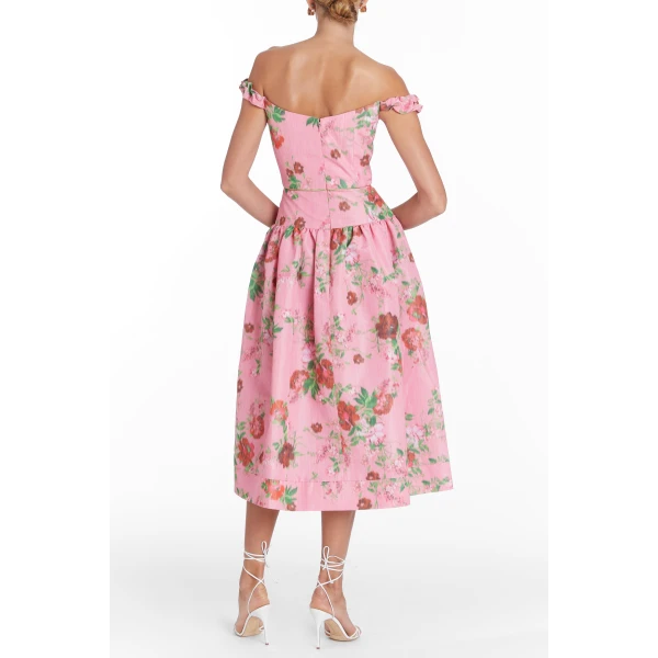Markarian Giorgia Pink Floral Ikat Midi Dress - Dresses - New York Luxury Occasion Wear at Luxury Shoes 