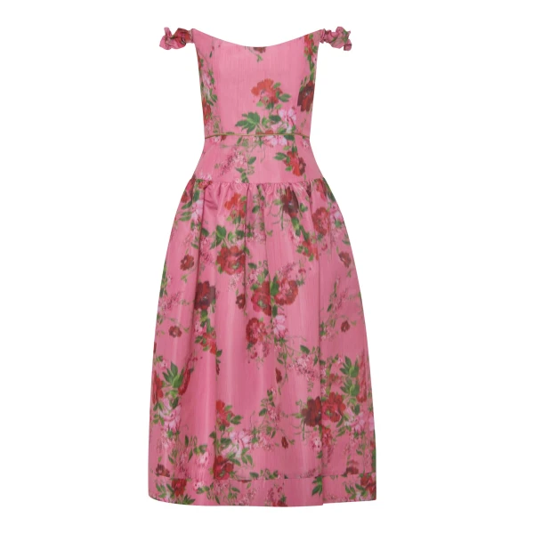Markarian Giorgia Pink Floral Ikat Midi Dress - Dresses - New York Luxury Occasion Wear at Luxury Shoes 