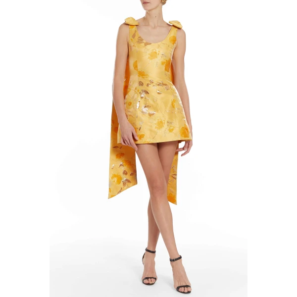 Markarian Gita Gold Floral Brocade Mini Dress - Dresses - New York Luxury Occasion Wear at Luxury Shoes 