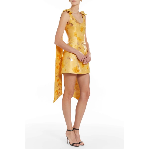 Markarian Gita Gold Floral Brocade Mini Dress - Dresses - New York Luxury Occasion Wear at Luxury Shoes 