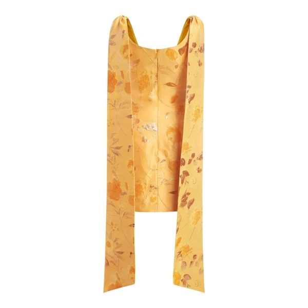 Markarian Gita Gold Floral Brocade Mini Dress - Dresses - New York Luxury Occasion Wear at Luxury Shoes 