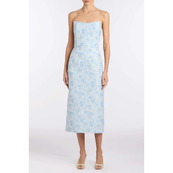 Markarian Giulia Cornflower And Mint Brocade Dress - Dresses - New York Luxury Occasion Wear at Luxury Shoes 