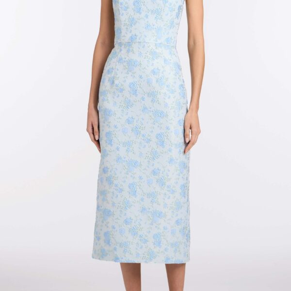 Markarian Giulia Cornflower And Mint Brocade Dress, view 2
