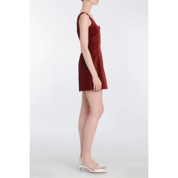 Markarian Jeanine Burgundy Velvet Mini Dress - Dresses - New York Luxury Occasion Wear at Luxury Shoes 