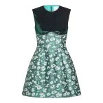 Markarian Jolie Green And White Floral Brocade Contrasting Bodice Mini Dress - Dresses - New York Luxury Occasion Wear at Luxury Shoes 