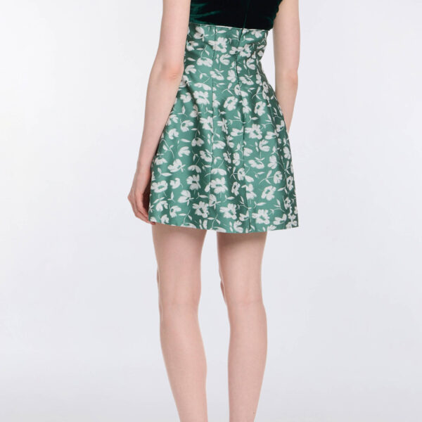 Markarian Jolie Green And White Floral Brocade Contrasting Bodice Mini Dress, view 4