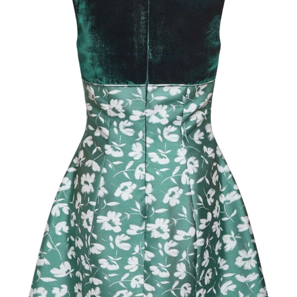 Markarian Jolie Green And White Floral Brocade Contrasting Bodice Mini Dress, view 5