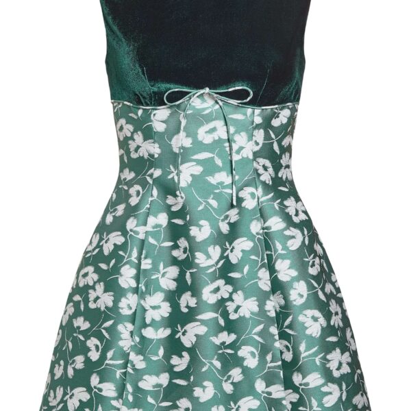 Markarian Jolie Green And White Floral Brocade Contrasting Bodice Mini Dress