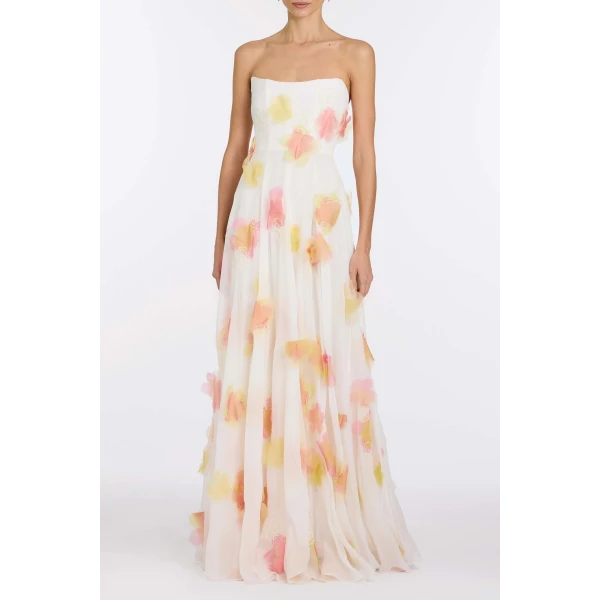 Markarian Laila Floral Beaded Organza Strapless Gown - Dresses - New York Luxury Occasion Wear at Luxury Shoes 