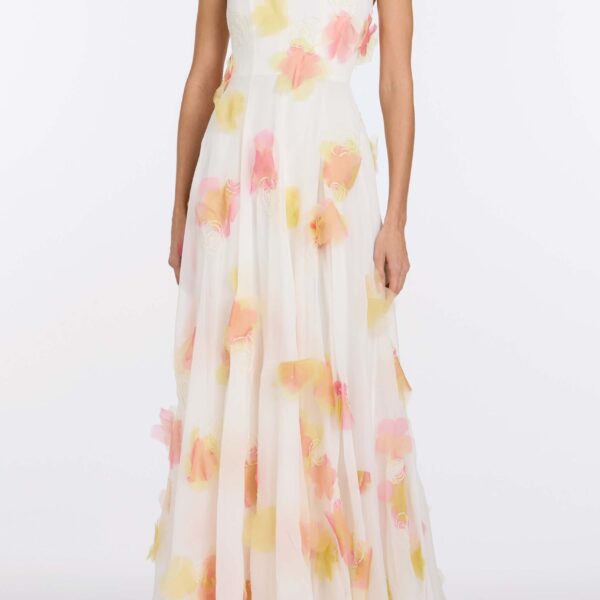 Markarian Laila Floral Beaded Organza Strapless Gown, view 2