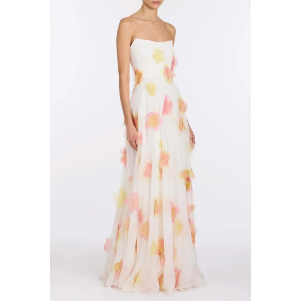 Markarian Laila Floral Beaded Organza Strapless Gown - Dresses - New York Luxury Occasion Wear at Luxury Shoes 