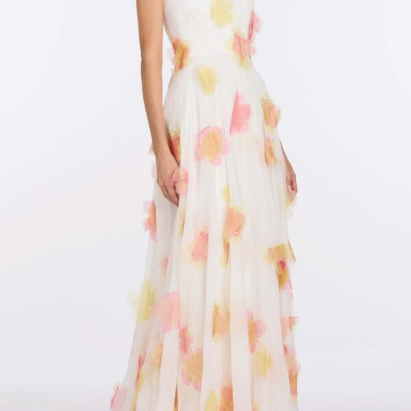 Markarian Laila Floral Beaded Organza Strapless Gown, view 3