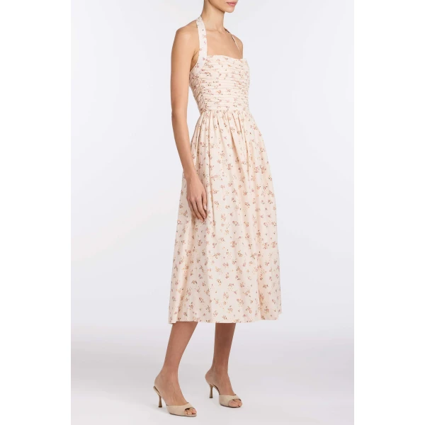 Markarian Leia Blush Bouquet Halter Neck Midi Dress - Dresses - New York Luxury Occasion Wear at Luxury Shoes 
