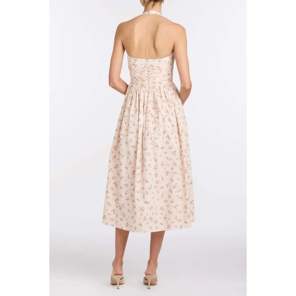 Markarian Leia Blush Bouquet Halter Neck Midi Dress - Dresses - New York Luxury Occasion Wear at Luxury Shoes 