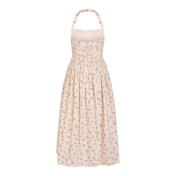 Markarian Leia Blush Bouquet Halter Neck Midi Dress - Dresses - New York Luxury Occasion Wear at Luxury Shoes 