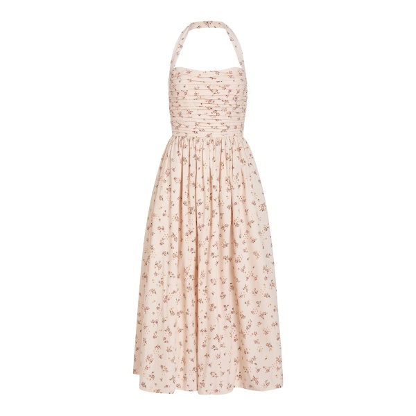 Markarian Leia Blush Bouquet Halter Neck Midi Dress - Dresses - New York Luxury Occasion Wear at Luxury Shoes 