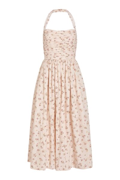 Markarian Leia Blush Bouquet Halter Neck Midi Dress - Dresses - New York Luxury Occasion Wear at Luxury Shoes 
