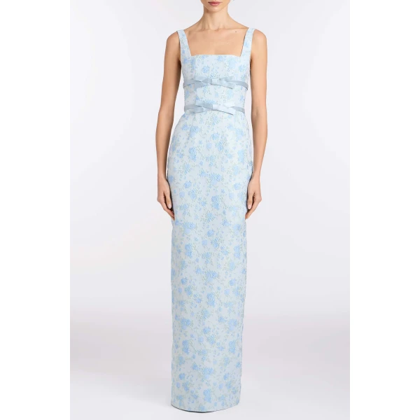 Markarian Lillia Cornflower And Mint Brocade Gown - Dresses - New York Luxury Occasion Wear at Luxury Shoes 