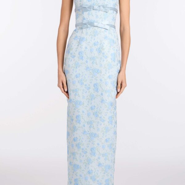 Markarian Lillia Cornflower And Mint Brocade Gown, view 2