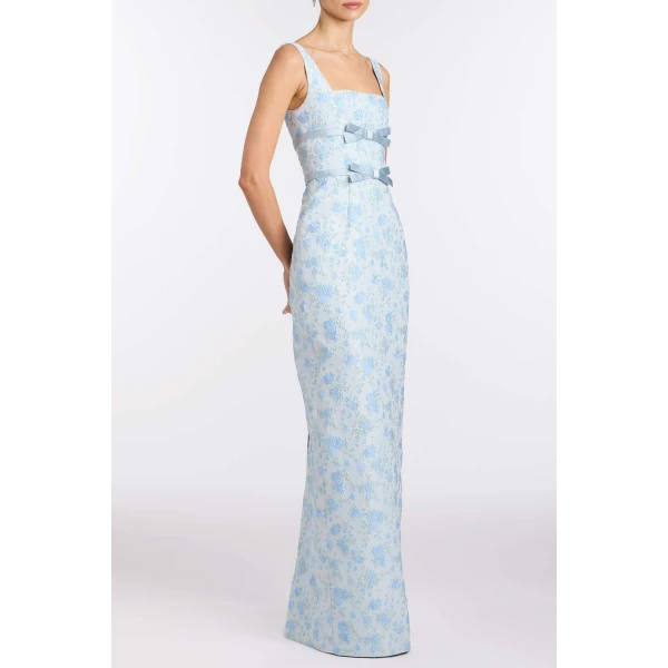Markarian Lillia Cornflower And Mint Brocade Gown - Dresses - New York Luxury Occasion Wear at Luxury Shoes 