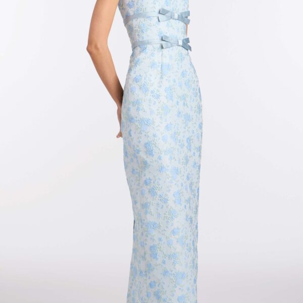 Markarian Lillia Cornflower And Mint Brocade Gown, view 3