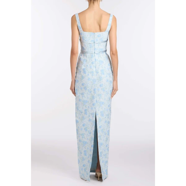 Markarian Lillia Cornflower And Mint Brocade Gown - Dresses - New York Luxury Occasion Wear at Luxury Shoes 