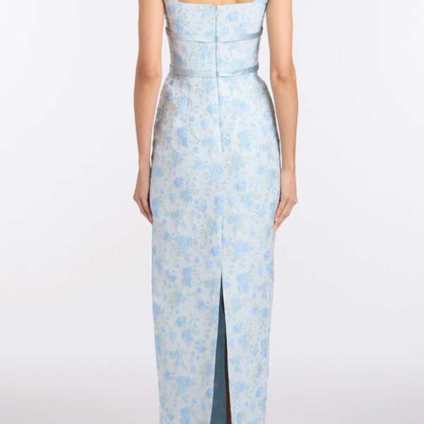 Markarian Lillia Cornflower And Mint Brocade Gown, view 4