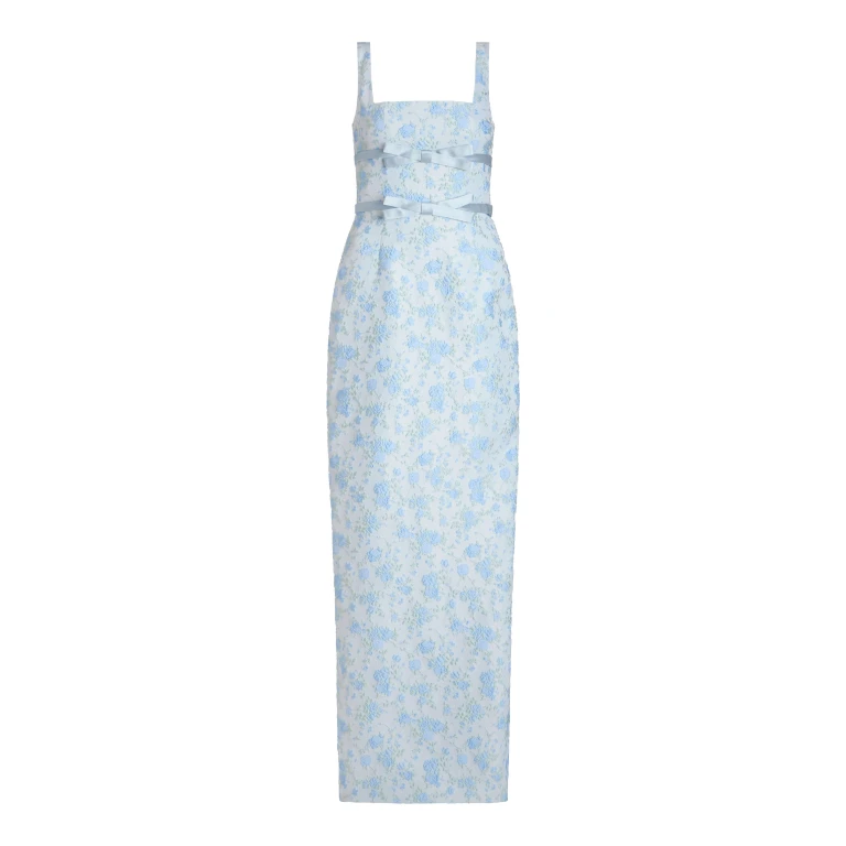 Markarian Lillia Cornflower And Mint Brocade Gown - Dresses - New York Luxury Occasion Wear at Luxury Shoes 
